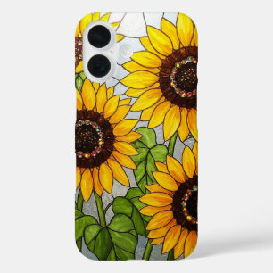 Coque Pour iPhone 16 Effet de verre tendu de tournesol