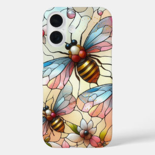 Coque Pour iPhone 16 Effet de vitrail aux abeilles