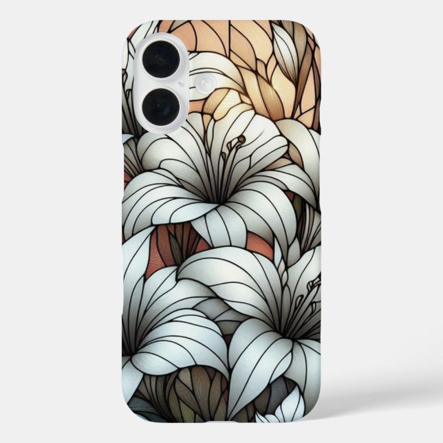 Coques Case-Mate iPhone Effet de vitrail aux lys blancs (Verso)