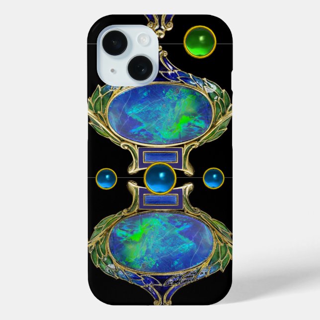 COQUES Case-Mate iPhone EFFET OPAL BLEU VERT ABSTRAIT AVEC DES PIERRES À J (Verso)