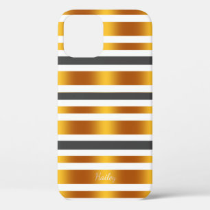 Case-Mate iPhone Case Effet or gris blanc rayé