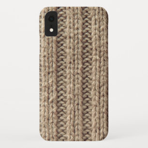 Coque Pour iPhone XR Effet pull en laine beige 