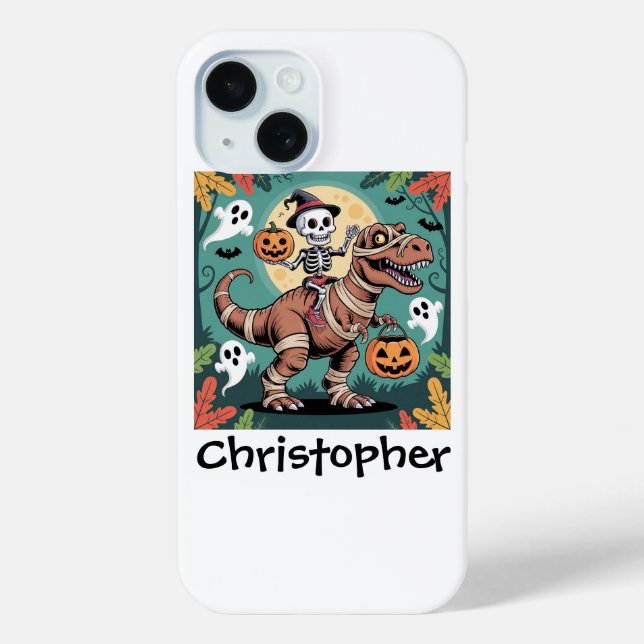 Coques Case-Mate iPhone Éffrayant Dino Rider - Squelette sur Mummy T-Rex (Verso)