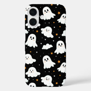 Coque Pour iPhone 16 Éffrayant mignon Halloween Ghost Nuageux Star Sky