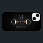 Coque Case-Mate iPhone Eggbutt Snaffle Bit Equestrimed<br><div class="desc">Pour les équestres et les amateurs de chevaux,  ce boîtier téléphonique personnalisé a une illustration en trompe l'oeil d'un morceau d'eggbutt en cuivre bouche entre votre monogramme et votre nom.</div>