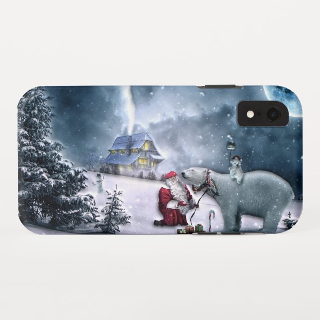 Coques Case-Mate iPhone Église Santa Claus et Polar Bear (Dos (Horizontal))
