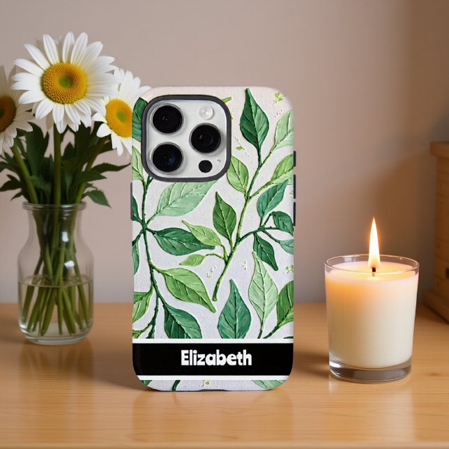 Coques Case-Mate iPhone Élégance botanique Fleur feuillus verte (Créateur téléchargé)