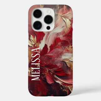 Coque iPhone 16 Pro Élégance Bourguignonne en Or avec Nom en Acrylique