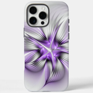 Coque iPhone 16 Pro Max Élégance florale Art Abstrait Violet Fractal moder