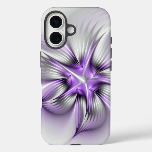 Coques Case-Mate iPhone Élégance florale Art Abstrait Violet Fractal moder (Verso)
