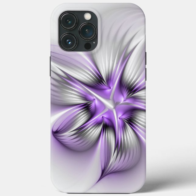 Coques Case-Mate iPhone Élégance florale Art fractal violet abstrait moder (Verso)