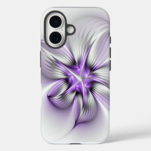 Coque Pour iPhone 16 Élégance florale Art fractal violet abstrait moder