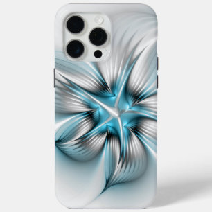 Coque Case-Mate iPhone Élégance florale Art moderne Abstrait bleu fractal
