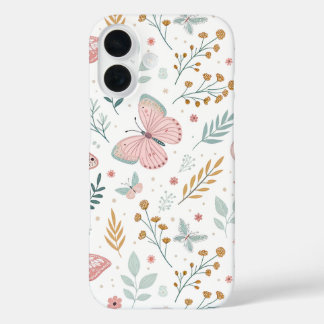 Coque Pour iPhone 16 Élégance Florale Papillon Jardin Pastel Botanique