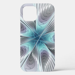 Case-Mate iPhone Case Elégance Moderne Bleu Gris Blanc Fractage Art Flow