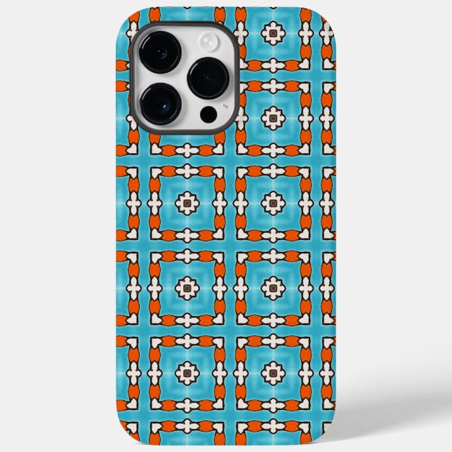 Coques Case-Mate iPhone Elégance moderne Bleu Orange Blanc Azulejos Carrel (Verso)