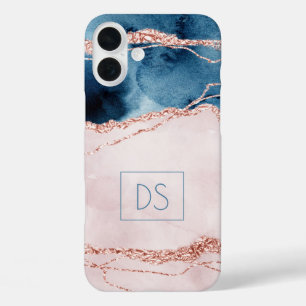 Coque Pour iPhone 16 Plus Élégance mystique   Monogramme Turquoise Peach Age