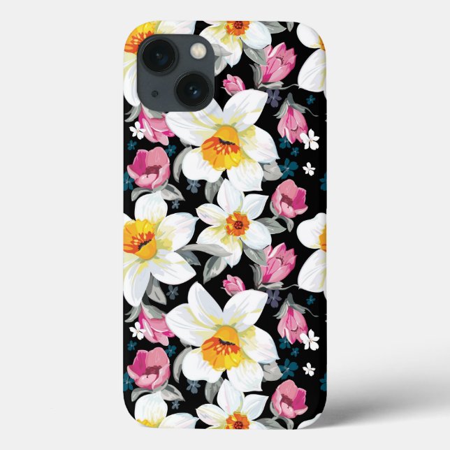 Coques Case-Mate iPhone Elegance pattern with narcissus flowers (Verso)