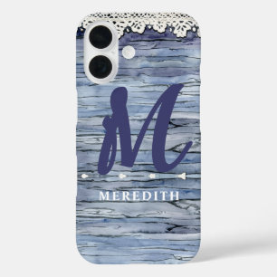 Coque Pour iPhone 16 Elégance rustique Monogramme Dentelle Aquarelle Bo