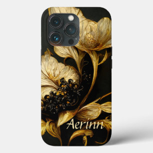 Case-Mate iPhone Case Élégant appareil téléphonique baroque noir & or Fl