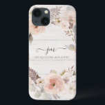 Case-Mate iPhone Case Élégant aquarelle florale Foliage Monogramme rusti<br><div class="desc">"Elégant feuillage d'aquarelle florale avec arrière - plan en bois blanc rustique et votre script Monogram Initiales et Nom." OEuvre d'aquarelle moderne et de style peint sur un arrière - plan en bois blanc et moelleux. Roses sauvages rose pâle pastel et feuillage feuillu pour une élégance intemporelle. Peint par Audrey...</div>