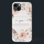 Case-Mate iPhone Case Élégant aquarelle florale Foliage Monogramme rusti<br><div class="desc">"Elégant feuillage d'aquarelle florale avec arrière - plan en bois blanc rustique et votre script Monogram Initiales et Nom." OEuvre d'aquarelle moderne et de style peint sur un arrière - plan en bois blanc et moelleux. Roses sauvages rose pâle pastel et feuillage feuillu pour une élégance intemporelle. Peint par Audrey...</div>
