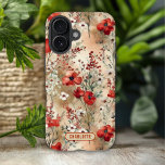 Coque Pour iPhone 16 Elégant aquarelle motif floral personnalisé<br><div class="desc">Elégant aquarelle motif floral Nom personnalisé iPhone 16 Coque est doté d'un élégant motif floral aquarelle en rouge,  vert,  blanc et beige avec votre nom ci-dessous dans la typographie script moderne. Parfait comme cadeau pour la Fête des Mères,  anniversaire,  Noël et plus. Conçu par ©2024 Evco Studio www.zazzle.com/store/evcostudio</div>