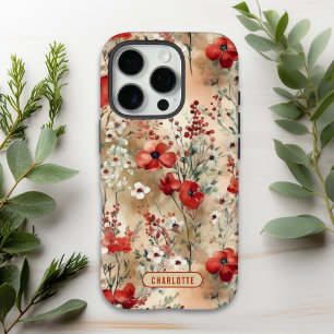 Coque iPhone 16 Pro Elégant aquarelle motif floral personnalisé