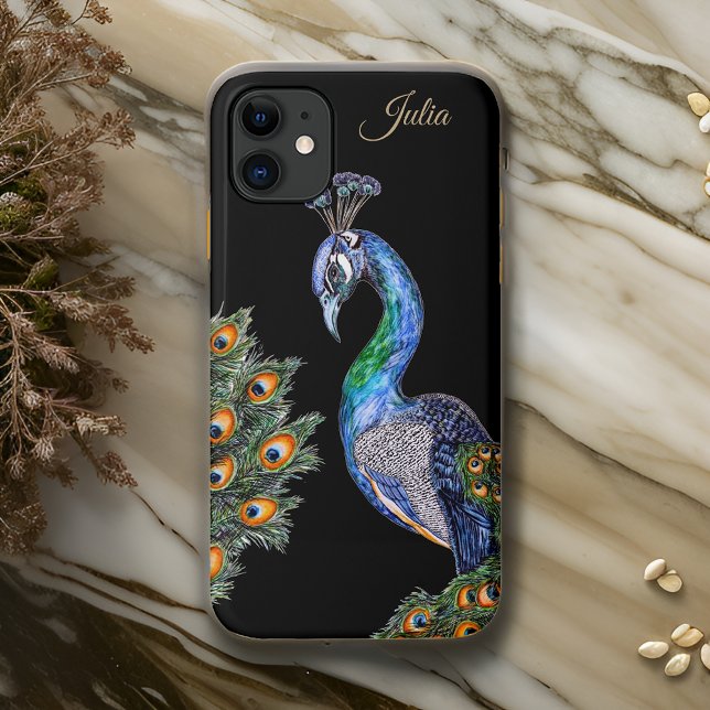 Coques Case-Mate iPhone Elégant Aquarelle Peacock Personnalisé (Créateur téléchargé)