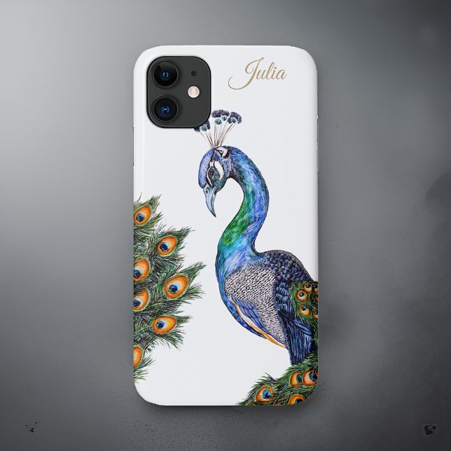 Coques Case-Mate iPhone Elégant Aquarelle Peacock Personnalisé (Créateur téléchargé)