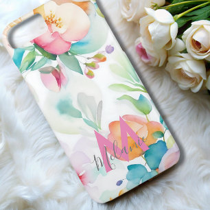 Case-Mate iPhone Case Élégant aquarelle rose orange orange monogramme