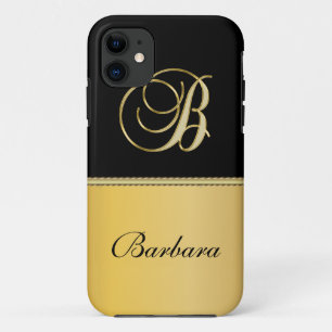Case-Mate iPhone Case Élégant "B" Monogramme Nom personnalisé Black Gold