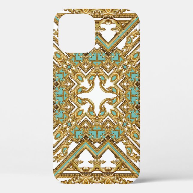 Coques Case-Mate iPhone Elégant baroque doré, design ornemental. (Verso)