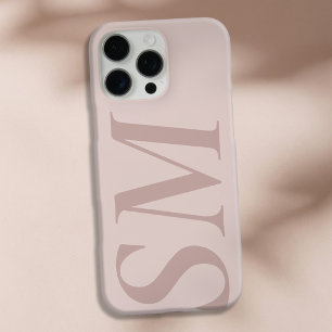 Coque iPhone 16 Pro Max Élégant Beige Rose Bold Monogramme initial