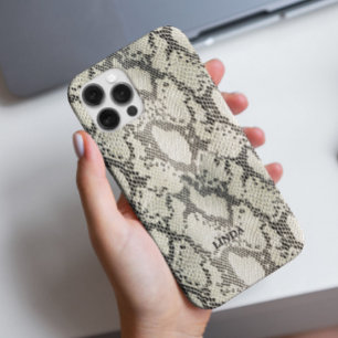 Coque iPhone 16 Pro Elégant Beige Snake Skin Motif