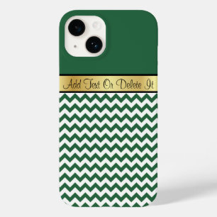 Coque Pour iPhone 14 Élégant Billiard vert et blanc Chevron Monogramme
