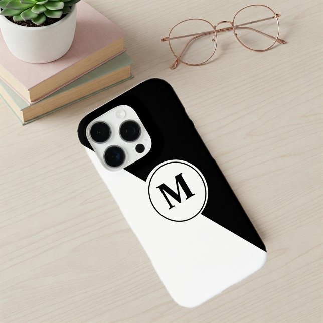Coques Case-Mate iPhone Elegant Black and White Monogram iPhone Case (Créateur téléchargé)