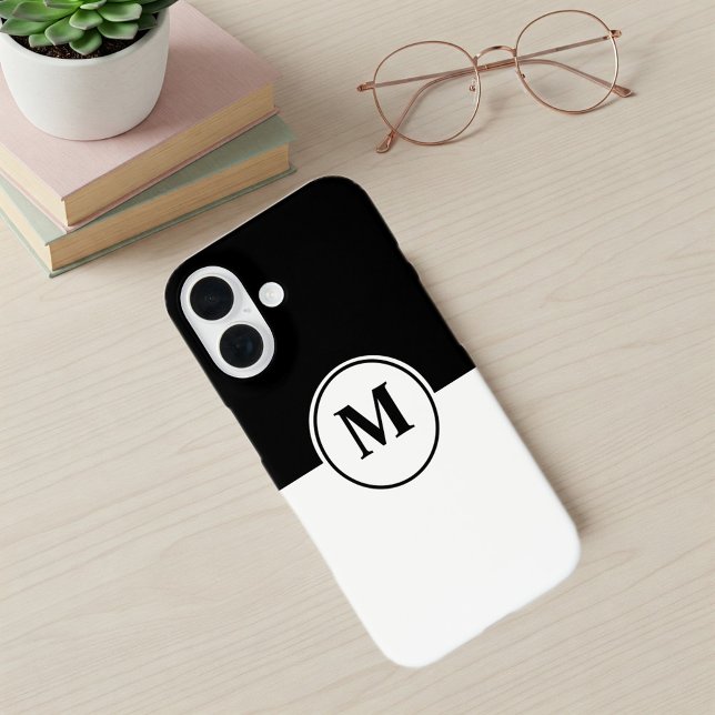 Coques Case-Mate iPhone Elegant Black and White Monogram iPhone Case (Créateur téléchargé)