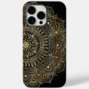 Coque Case-Mate iPhone Elégant Black Gold Mandala Floral Design