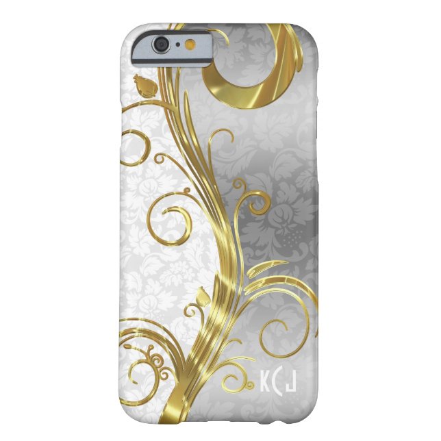 Coques Case-Mate iPhone Elégant blanc Damas Gold & Silver (Dos)