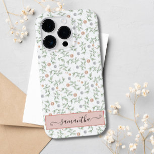 Coque Case-Mate iPhone Elégant Blanc Foliage Feuille Perles sur mesure