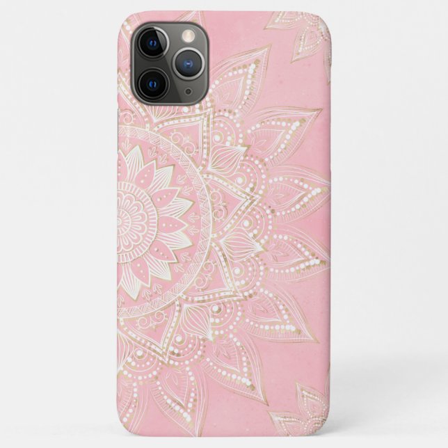 Coques Case-Mate iPhone Elégant blanc & or Mandala Blush Pink Design (Dos)