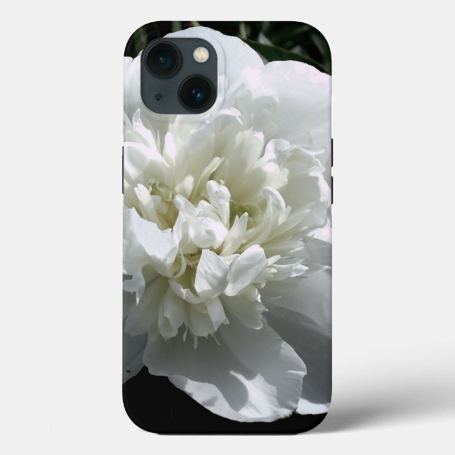 Coques Case-Mate iPhone Elégant blanc peony floral blanc photo (Verso)