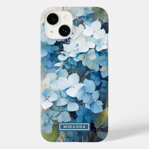 Coque Case-Mate iPhone Élégant bleu aquarelle Hydrangea Nom Modèle