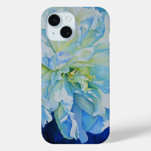 Coque Case-Mate iPhone Elégant bleu blanc aquarelle fleurie pivoine