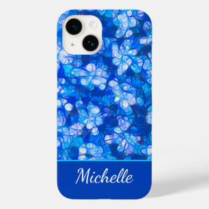 Coque Case-Mate iPhone Elégant bleu blanc Aquarelle Fleurs Monogramme