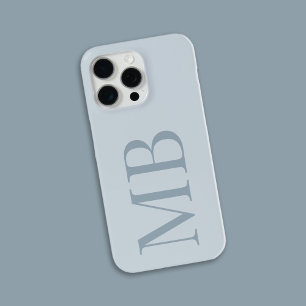 Coque Case-Mate iPhone Élégant bleu bleu minimaliste Monogramme initial