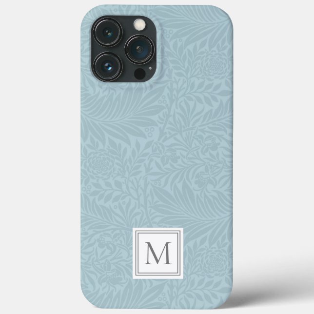 Coques Case-Mate iPhone Élégant bleu clair Floral Monogramme botanique (Verso)