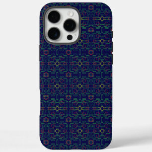 Coque iPhone 16 Pro Max Elégant bleu géométrique