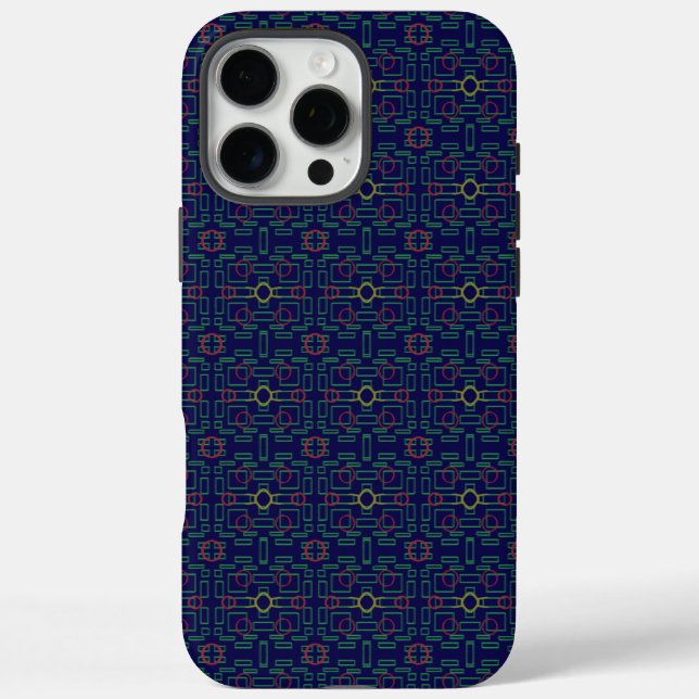 Coques Case-Mate iPhone Elégant bleu géométrique (Verso)